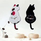 Sidiou Group Acrylic Wall Clock Cute Wagging Tail Cat Shaped Design Kids Bedroom Wall Decoration Unique Gift Creative Cartoon Mute DIY Wall