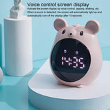 Factory Wholesale Creative Elf Mouse Shape Small Cartoon Clocks Large Screen Rechargeable Time For Home Bedside Table Decoration Alarm Clock