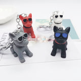 Sidiou Group Creative Cartoon Cute Bulldog Keychain Sunglasses Dog Key Chain Couple Keyring Bag Pendant Animal Shaped Ornaments