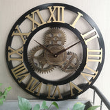 Creative Industrial Gear Silent Wall Clock Decorative Retro Wall Clock Industrial Age Style Room Decoration Wall Art Decor (Without Battery)