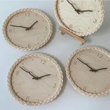 Sidiou Group Fashion Handmade Linden Plank Rattan Creative Round Digital Silent Clock Homestay Simple Decorative Wall Clocks For Bedroom Home Decor