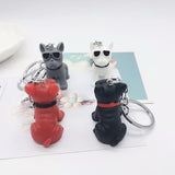 Sidiou Group Creative Cartoon Cute Bulldog Keychain Sunglasses Dog Key Chain Couple Keyring Bag Pendant Animal Shaped Ornaments