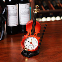 Simulation Violin Model Creative Fashion Simple Alarm Clock Musical Instrument Shape Cartoon Desktop Living Room Plastic Ornaments Desk Clocks
