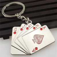 Sidiou Group Manufacturer Fashion Men Mini Playing Cards Pendant Keychain Unisex Creative Vintage Metal Flush Poker Car Key Holders Decor