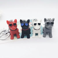 Sidiou Group Creative Cartoon Cute Bulldog Keychain Sunglasses Dog Key Chain Couple Keyring Bag Pendant Animal Shaped Ornaments