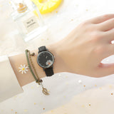 Sidiou Group Hot Sales Retro Dress Women's Watch Daisy Flowers Cute Ladies Wrist Watch Bracelet Set Casual Matte Leather Female Watches