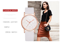 Sidiou Group Fashion Luxury Top Brand Women Leather Band Dress Quartz Wrist Watches Stylish Round White Casual Ladies Wristwatch