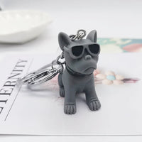 Sidiou Group Creative Cartoon Cute Bulldog Keychain Sunglasses Dog Key Chain Couple Keyring Bag Pendant Animal Shaped Ornaments