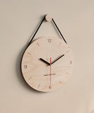Sidiou Group Creative Simple Style 12 Inches Wooden Hanging With Rope Wall Clocks Living Room Office Cafe Home Decoration Art Large Wall Clock