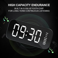 Sidiou Group Table Digital Clock For Home Decor Wireless Bluetooth 5.0 MP3 HiFi Speaker TF FM Hand-free Call LED Mirror Screen Alarm Clock