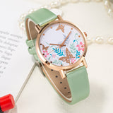 Sidiou Group Hot Sale Ladies Watches Leather Strap Butterfly Printed Gold Plated Female Student Watch Fashion Simple Fine Quartz Watch