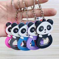 Sidiou Group Creative Cute PVC Soft Rubber Panda Key Chain Cartoon Silicone Beer Bottle Opener Keychain Wine Driver Key Ring