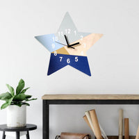 Dropshipping Creative Battery-operated Wall Clocks Noise-free Wood Nordic Style Geometric Design Pentagram Silent Hanging Clock For Kids