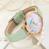 Sidiou Group Hot Sale Ladies Watches Leather Strap Butterfly Printed Gold Plated Female Student Watch Fashion Simple Fine Quartz Watch