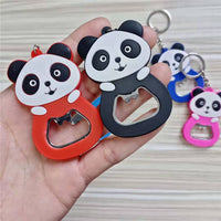 Sidiou Group Creative Cute PVC Soft Rubber Panda Key Chain Cartoon Silicone Beer Bottle Opener Keychain Wine Driver Key Ring