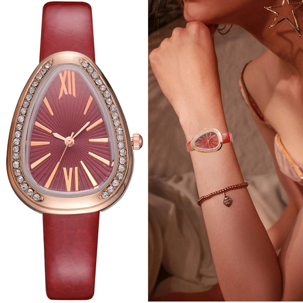 Sidiou Group Wholesale Fashion Luxury Snake Triangular Shape Women Watch Ladies Retro Roman Scale Crystal Quartz Watches Female Dress Watch