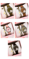 Sidiou Group Hot Sales Retro Dress Women's Watch Daisy Flowers Cute Ladies Wrist Watch Bracelet Set Casual Matte Leather Female Watches