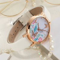 Sidiou Group Hot Sale Ladies Watches Leather Strap Butterfly Printed Gold Plated Female Student Watch Fashion Simple Fine Quartz Watch