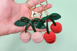 Sidiou Group Women Cartoon Fashion Handmade PU Leather Big Cherry Keychain Creative Fruit Key Ring Cute Girls Bag Hanging Key Holder Jewelry