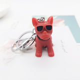 Sidiou Group Creative Cartoon Cute Bulldog Keychain Sunglasses Dog Key Chain Couple Keyring Bag Pendant Animal Shaped Ornaments