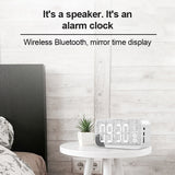 Sidiou Group Table Digital Clock For Home Decor Wireless Bluetooth 5.0 MP3 HiFi Speaker TF FM Hand-free Call LED Mirror Screen Alarm Clock