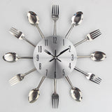 Sidiou Group Cutlery Design Kitchen Wall Clock Multicolor Metal Fork Spoon Modern Mounted Clock For Home Living Room Decoration Kitchen Clock
