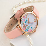 Sidiou Group Hot Sale Ladies Watches Leather Strap Butterfly Printed Gold Plated Female Student Watch Fashion Simple Fine Quartz Watch