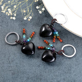 Sidiou Group Stone Heart Crystal Keyring 7 Chakra Healing Crystals Love Heart Tassel Keychain Car Bag Charms Key Ring Gift Accessories