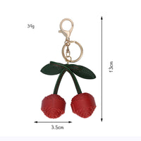 Sidiou Group Women Cartoon Fashion Handmade PU Leather Big Cherry Keychain Creative Fruit Key Ring Cute Girls Bag Hanging Key Holder Jewelry