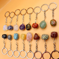 Sidiou Group Irregular Copper Wire Wrap Natural Stone Pendant Agate Quartz Crystal KeyChain Handbag Decor Backpack Keyring For Women Jewelry