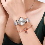 Sidiou Group Elegant Simple Rectangle Ladies Watch Silver Quartz Clock Women's Fashion Casual Retro Leather Watches Female Wristwatches