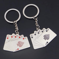 Sidiou Group Manufacturer Fashion Men Mini Playing Cards Pendant Keychain Unisex Creative Vintage Metal Flush Poker Car Key Holders Decor