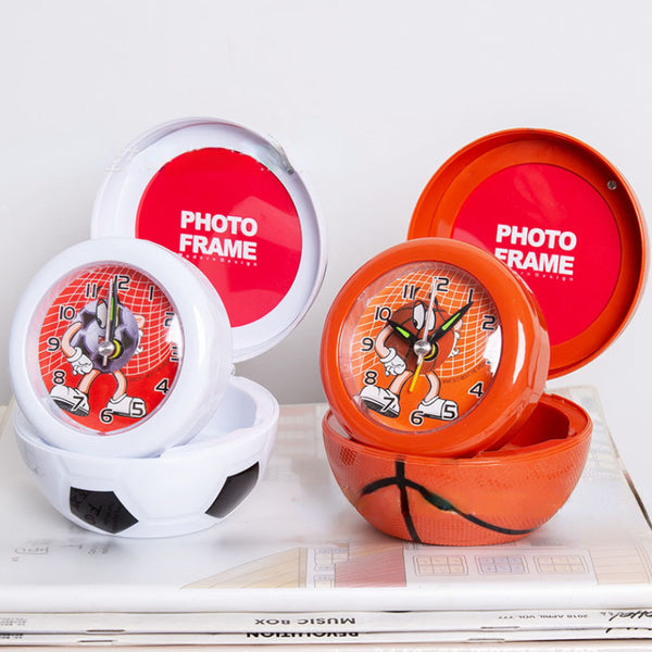 Creative Classic Digital Pointer Clocks With Photo Frame For Children Cartoon Household Foldable Portable Basketball Football Alarm Clock