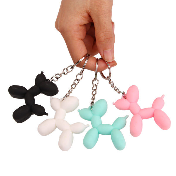 Sidiou Group Cartoon Balloon Dog Keychain Colorful PVC Soft Rubber Dog Keychains For Women Key Chain Men Car Key Ring Bag Trinket Jewelry