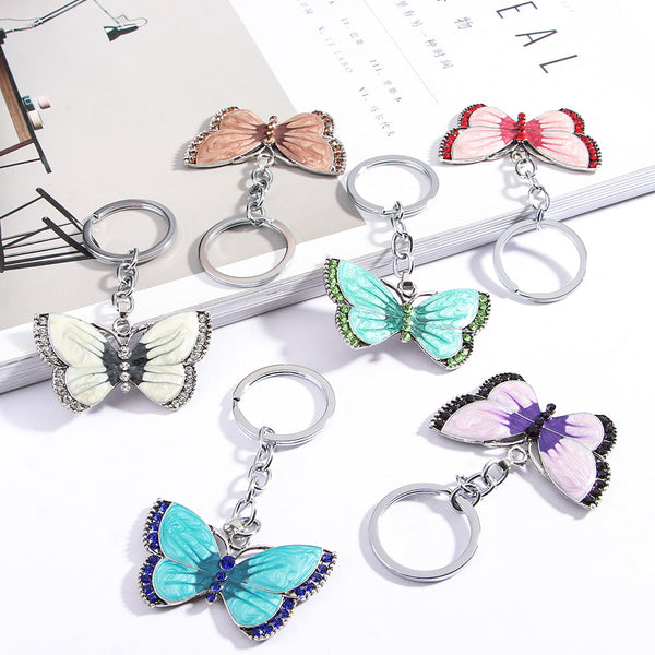 Sidiou Group High Quality Butterfly Key Chain Ring Crystal Rhinestone Butterfly Pendant Charm Jewelry Keychain Christmas Xmas Gift Keyring
