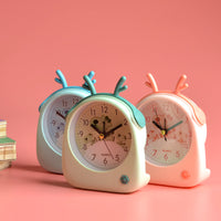 Sidiou Group Cute Personality Candy Color Cartoon Animal Antler Desktop Clocks Children Bedside Alarm Clock Gift Home Decorative Table Clock