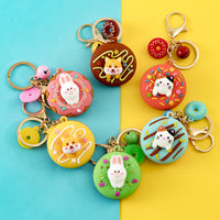 Sidiou Group Cute Sweet Donut Keychain For Keys Cat Rabbit Corgi Pet Key Chain Creative Backpack Car Pendant Accessories Keyring Gifts