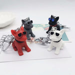 Sidiou Group Creative Cartoon Cute Bulldog Keychain Sunglasses Dog Key Chain Couple Keyring Bag Pendant Animal Shaped Ornaments