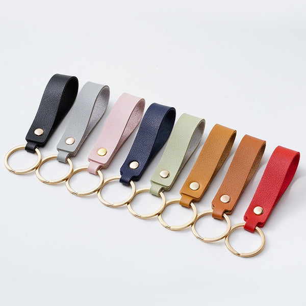 Sidiou Group Wholesale Creative 8 Colors Men PU Leather Keychain Casual Unisex Business Leather Strap Lanyard Car Key Chain Promotion Gift