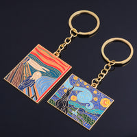 Sidiou Group Van Gogh Art Enamel Keychain Classic Oil Painting Starry Sky Metal Pendant Key Chain For Artist Men Women Bag Keyholder Gift