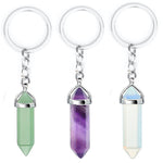Sidiou Group Natural Gem Stone Keychain Hexagonal Pendant Healing Stone Pink Quartz Crystal Opal For Women Gift DIY Car Key Ring Chain