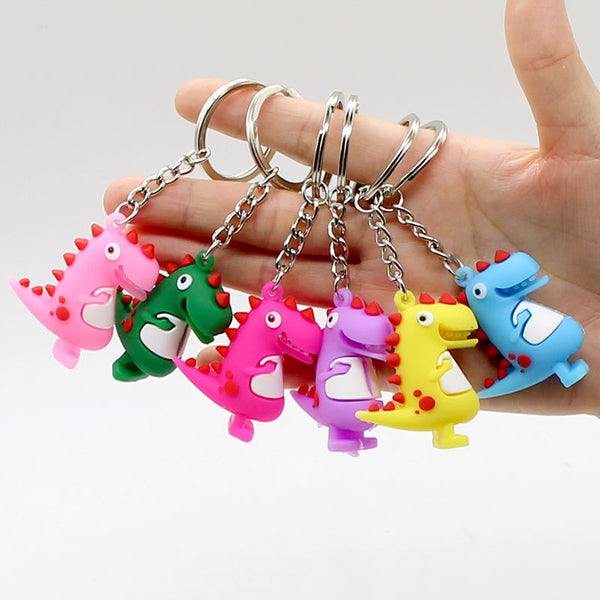Sidiou Group Wholesale Creative 3D Keychain Fashion PVC Soft Rubber Cute Cartoon Little Dinosaur Kids Backpack Pendant Car Key Chain