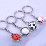 Sidiou Group 3D Rotating Mini Basketball Football Golf Rugby Pendant With Key Ring Men Metal Sports Keychain For Promotion Gift