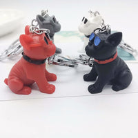 Sidiou Group Creative Cartoon Cute Bulldog Keychain Sunglasses Dog Key Chain Couple Keyring Bag Pendant Animal Shaped Ornaments