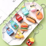 Sidiou Group New 3D PVC Soft Rubber Drink Bottle Hamburger Keychain Simulated Food Key Women Bag Accessories Gifts Pendant Creative Key Chain