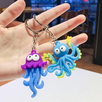 Sidiou Group Creative Silicone Cute PVC Simulation Marine Life Fish Octopus Cuttlefish Seahorse Keychain Pendant Bag Accessories For Kids Gift