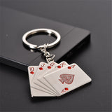 Sidiou Group Manufacturer Fashion Men Mini Playing Cards Pendant Keychain Unisex Creative Vintage Metal Flush Poker Car Key Holders Decor