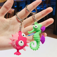 Sidiou Group Creative Silicone Cute PVC Simulation Marine Life Fish Octopus Cuttlefish Seahorse Keychain Pendant Bag Accessories For Kids Gift