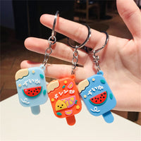 Sidiou Group New Personalized Cute Mini Cartoon Ice Cream Keychain Watermelon Strawberry Fruit Popsicle Summer PVC Bag Pendant Keyring