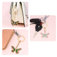 Sidiou Group Fashion Diamond Crystal Butterfly Pendant Keychain Creative Girl Handbag Charm Cute Metal Insect Key Ring Ornaments